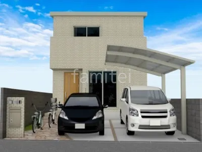 乱形石の曲線アプローチが綺麗な新築ナチュラル オープン外構