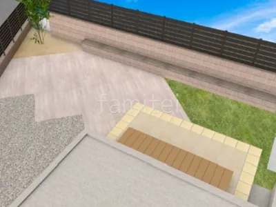 床タイル貼り　タイルデッキ　ウッドデッキ