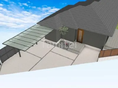 引戸門扉で防犯性の高い新築シンプル クローズ外構