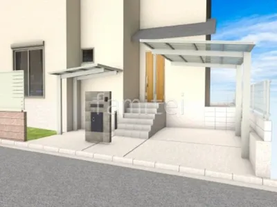 タイル門柱が高級感のある新築ベーシック セミクローズ外構