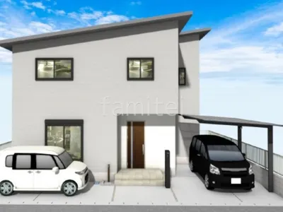 トレンドの機能門柱でシンプルな新築ベーシック オープン外構