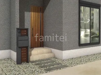 機能門柱　アプローチ　コンクリート枕木