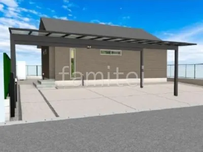 3台用カーポートが開放感のある新築ベーシック オープン外構