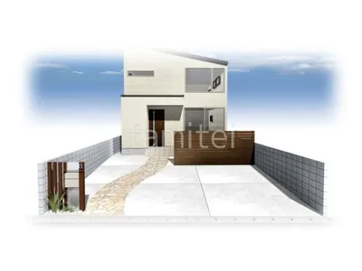 乱形石の曲線アプローチが綺麗な新築ナチュラル オープン外構