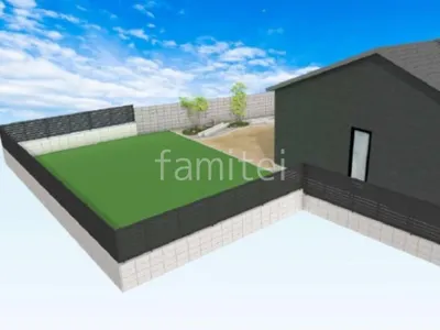 目隠しフェンス　人工芝