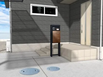 宅配ボックス付き機能門柱