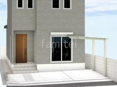 平板のアプローチがモダンな新築ベーシック オープン外構