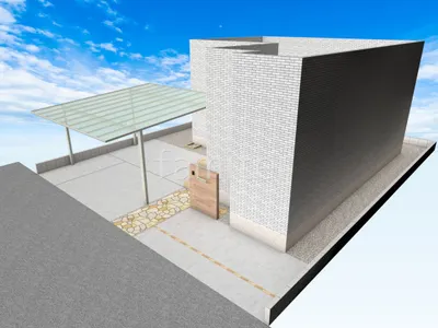 タイル門柱 玄関アプローチ