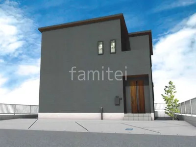 斜めデザインの伸縮目地がスタイリッシュな新築ベーシック オープン外構