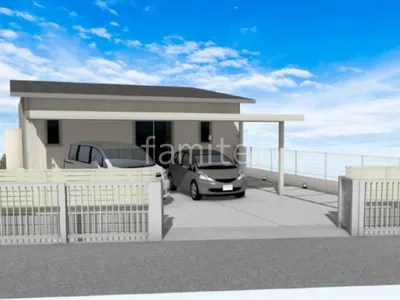 折板カーポートと目隠しフェンスで新築ベーシック オープン外構