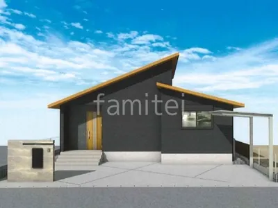 斜めデザインの伸縮目地がかっこいい新築シンプル オープン外構