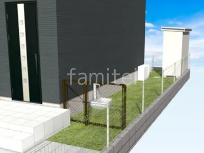 アメリカンフェンス　片開き門扉　人工芝