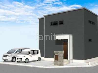 タイル門柱が高級感のある新築ベーシック オープン外構