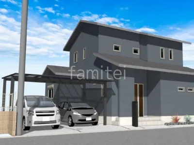 コンパクトな機能門柱が便利な新築ベーシック オープン外構