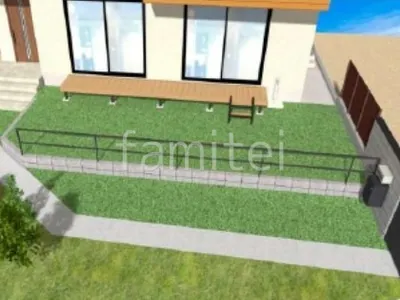 人工芝　ウッドデッキ　形材フェンス