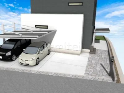 アプローチ 乱形石 土間コンクリート