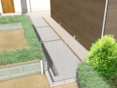 土間コンクリート　レンガ目地