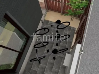 駐輪スペース　床タイル貼り