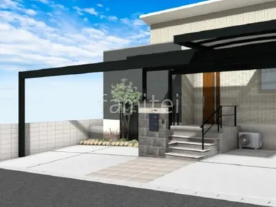 ロックガーデン　タイル門柱