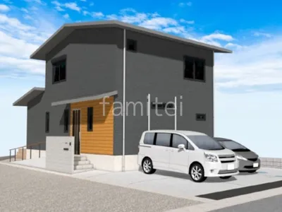 木調タイルのタイルデッキが暖かみのある新築ベーシック オープン外構