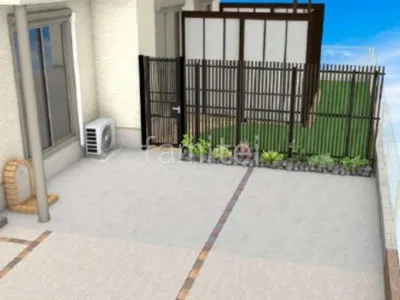 人工芝と目隠しフェンスでデザイン性の高い外構リフォーム工事