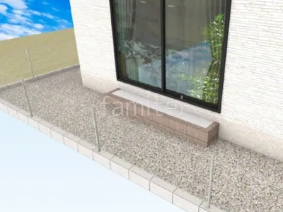 化粧ブロック階段　砂利敷き