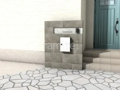 タイル門柱　アクセントライン