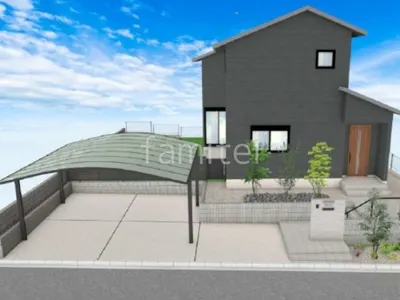 ロックガーデンとシンボルツリーでエントランスを彩る新築シンプル オープン外構