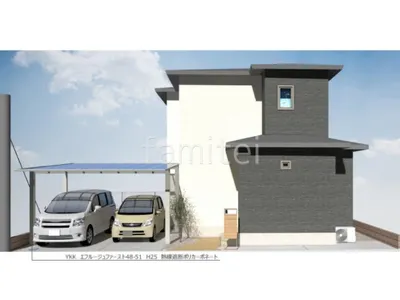 乱形石風の平板のアプローチが上品な新築ナチュラル オープン外構