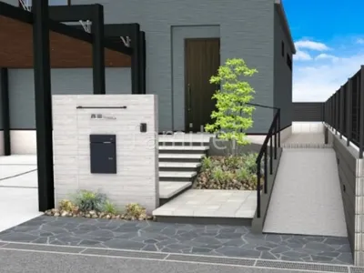 大きなカーポートがインパクトのある新築ハイクラス オープン外構