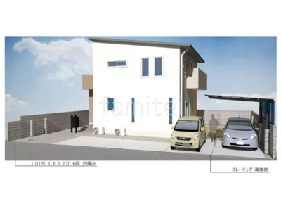 カーポートと機能門柱でオーソドックスな新築ベーシック オープン外構