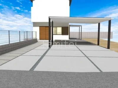 シンプルなデザインのカーポートとテラス屋根で外構リフォーム