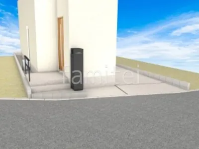 宅配ボックス付き機能門柱が利便性の高い新築ベーシック オープン外構