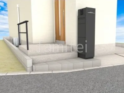 形材フェンス　宅配ボックス付き機能門柱