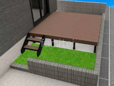 ウッドデッキ　人工芝
