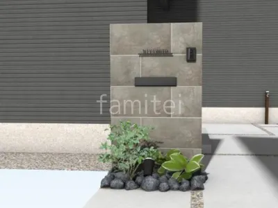 タイル門柱　ロックガーデン