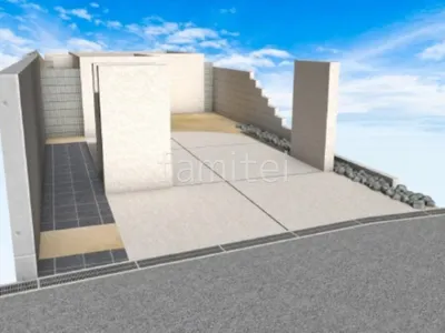 アプローチ　タイル貼り