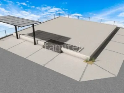 土間コンクリート　ピンコロ石目地