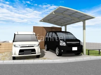 乱形石と木調フェンスが温かみのある新築ナチュラル オープン外構