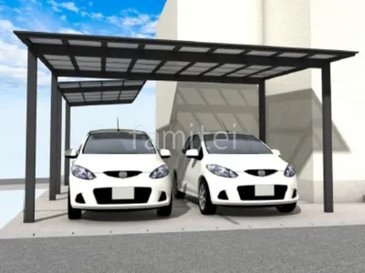 2つのカーポートで車をしっかりと保護する新築ベーシック オープン外構