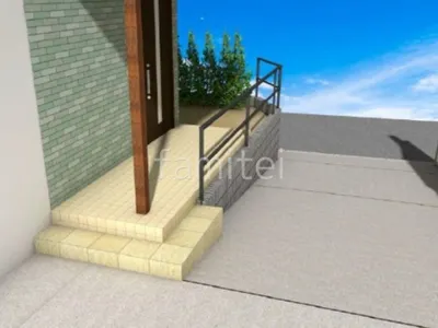 階段追加　タイル貼り