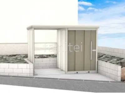 自転車屋根付きの物置が便利な外構リフォーム工事