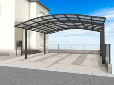 カーポートと機能門柱でスタンダードな新築ベーシック オープン外構