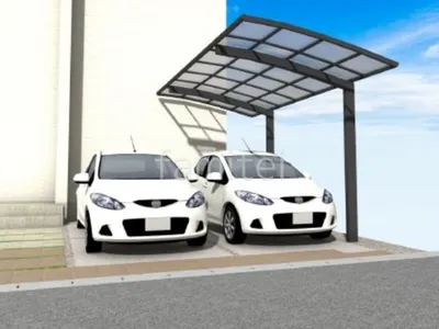 2色のタイルを使ったアプローチが個性的な新築ナチュラル オープン外構