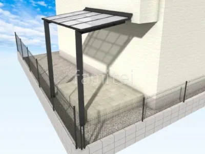 1階用テラス屋根　タイルデッキ
