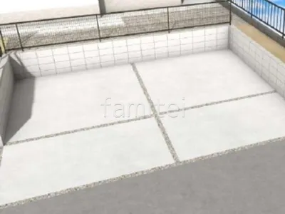 土間コンクリート　メッシュフェンス