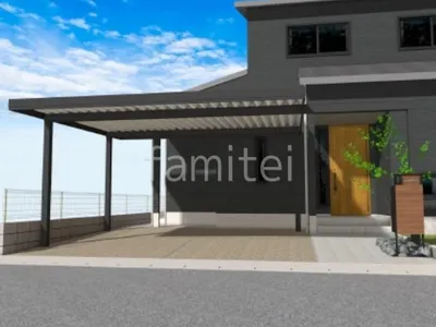 2台用カーポート 洗出し