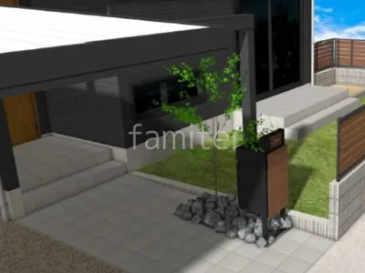 ロックガーデン 人工芝 タイルデッキ