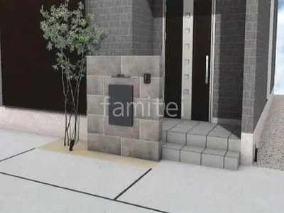 タイル門柱　シンボルツリー