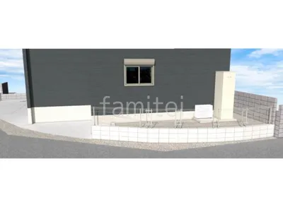 砂利敷き　メッシュフェンス